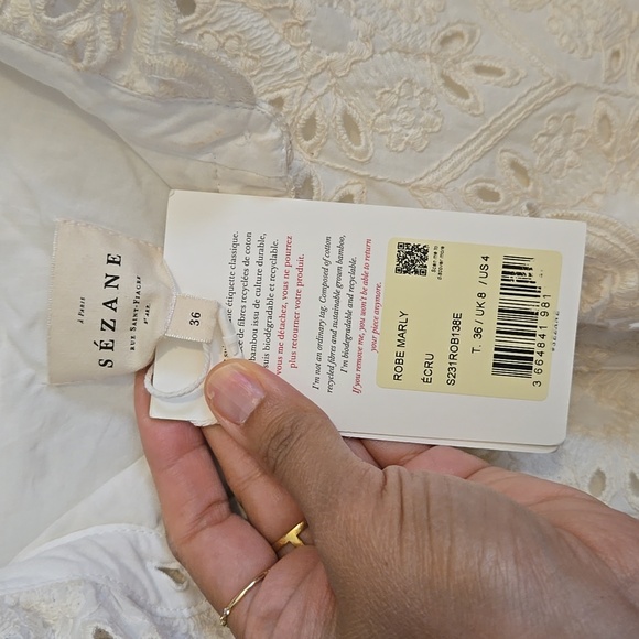 Sezane Marly Ecru Long Sleeve Dress - Picture 7 of 12